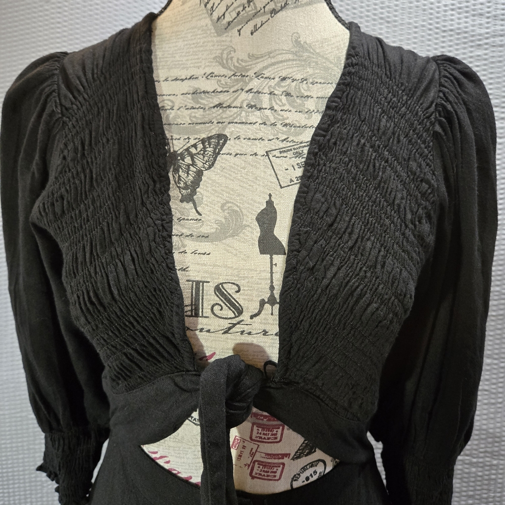 Free People Black Cut Out Smocked Back Maxi Dress - Picture 5 of 16